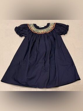 Navy blue smocked dress